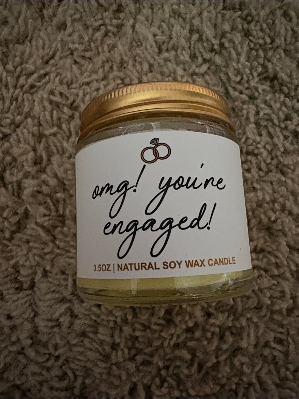 Natural Soy Wax Candle - OMG! You're Engaged! - White & Gold